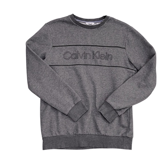 MEN’S - Calvin Klein SOFT Gray Crewneck Sweatshirt with Ribbed Cuffs - B10 - Picture 1 of 8